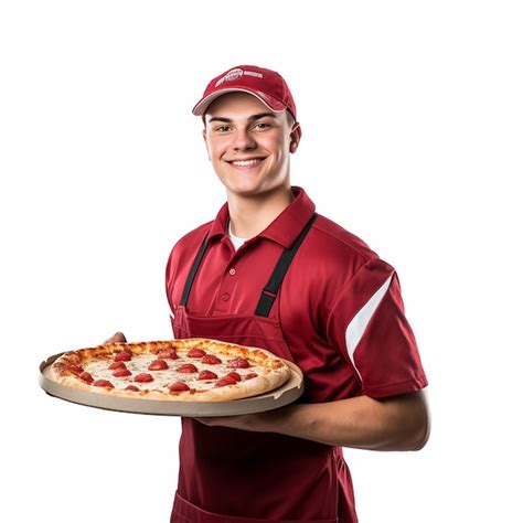 Chico De La Pizza Entrega De Alimentos Hombre Comida Feliz Comer Caja