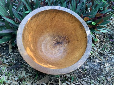 Pecan Wood Bowl Hand Turned Large Pecan Wood Bowl Handmade In Etsy