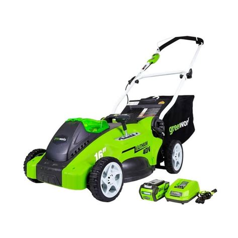 Greenworks 40v 16 In Cordless Walk Behind Lawn Mower With 40 Ah Battery And Charger 25322