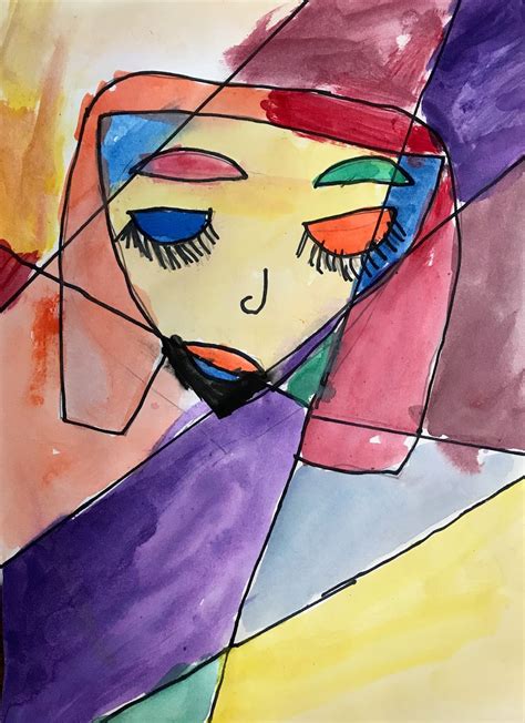 Kathys Art Project Ideas Picasso Portrait Inspired Art Lesson Using Folded Paper And Watercolor