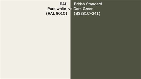 Ral Pure White Ral 9010 Vs British Standard Dark Green Bs381c 241