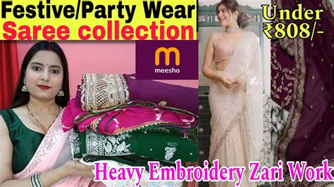 Festive Party Wear Saree Haul Meesho Under Meesho Latest Party