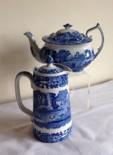 Vintage Copeland Spode Blue And White Italian Pattern TeaPot And Water