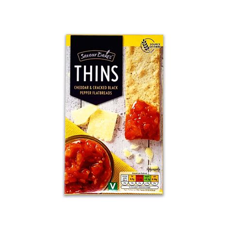 Thins Cheddar Cracked Black Pepper Flatbreads G Savour Bakes Aldi Ie