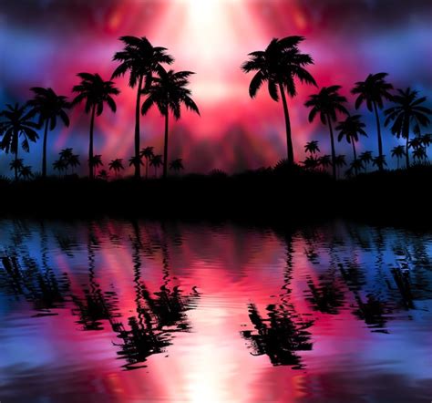 Premium Photo Neon Palm Tree Tropical Leaves