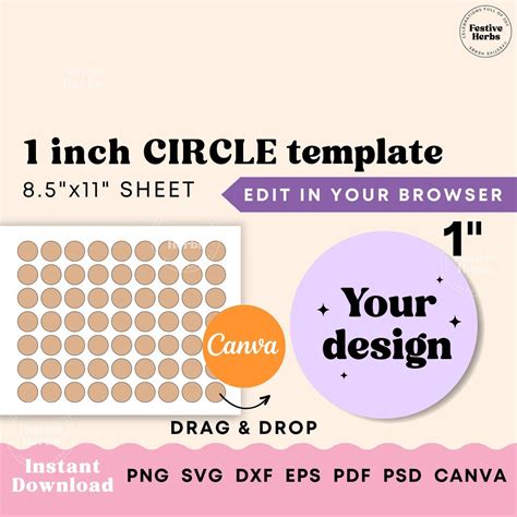 1 Inch Circle Template, Circle SVG, Circle Label Template, Sticker ...