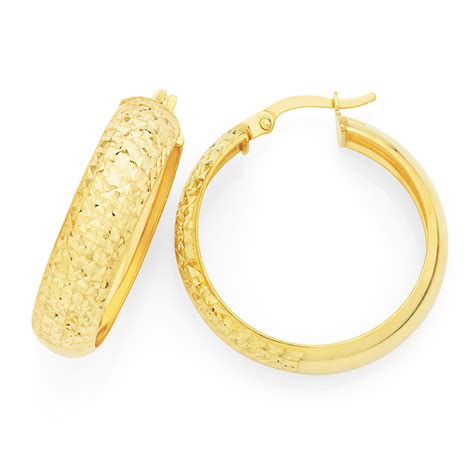 9ct Gold 15mm Polished Hoop Earrings Earrings Goldmark Au