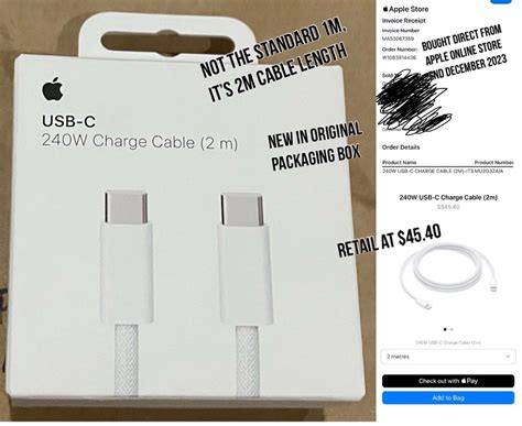 New Authentic Apple 240w Usb C Charge Cable 2 Metre Computers And Tech Parts And Accessories