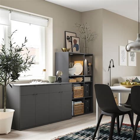 VIHALS storage combination, dark gray, 921/2x181/2x551/8" - IKEA