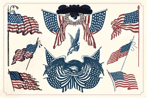 Vintage 4th Of July Illustrations Objects Creative Market Pro