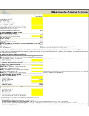 Fillable Online 1 Streamline Refinance Worksheet Fax Email Print