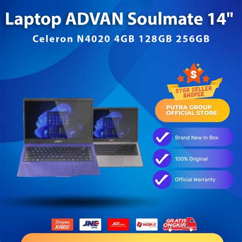 Jual RESMI Laptop ADVAN Soulmate 14 Intel Celeron N4020 4GB 128GB