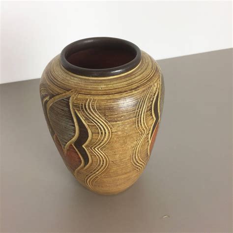 1960s Sgrafitto Ceramic Pottery Vase By Sawa Ceramic Franz Schwaderlapp