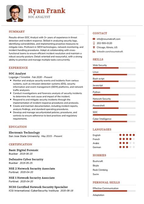 SOC Analyst CV Example In 2025 ResumeKraft