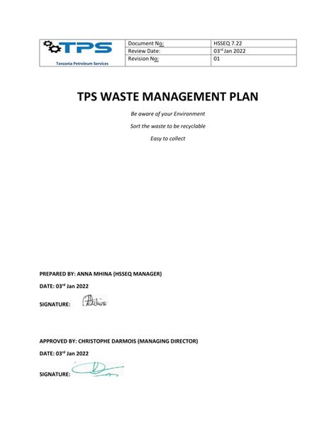 Waste Management Plan