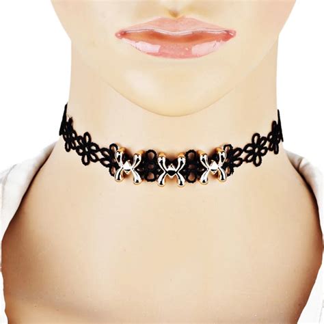 Woman Sexy Black Lace Chokers Geometry Flower Necklace Elegant Fashion