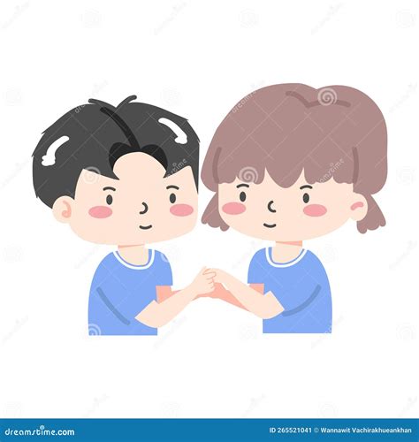 Happy Boy And Girl Doing Promise Stock Illustration Illustration Of