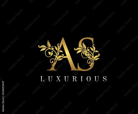 Classy Letter A S And AS Vintage Gold Floral Logo Icon Overlapping