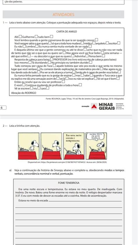 Leia O Texto Com Atenção - leia o texto com atenção.Coloque a pontuação adequada nos espaços ...