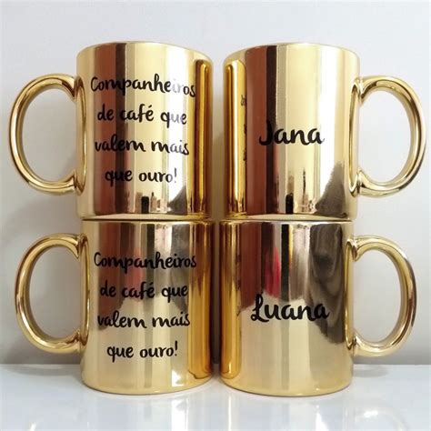 Caneca Cer Mica Dourada Metalizada Personalizada Elo