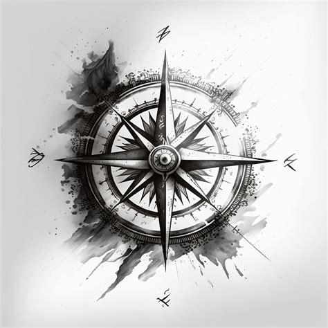 Compass Tattoo Design White Background Png File Download High Resolution Etsy