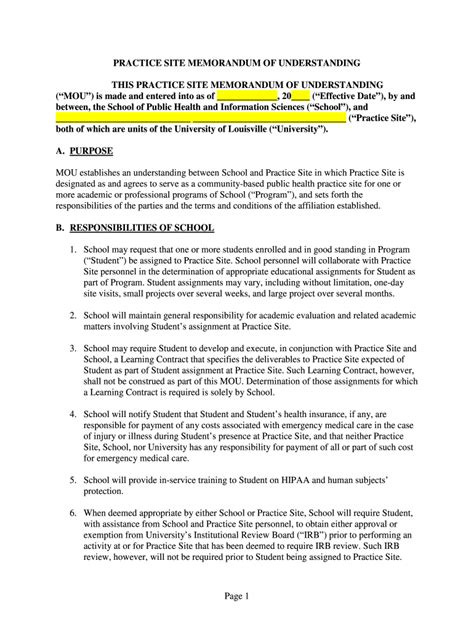 Memorandum Of Understanding Fill Online Printable Fillable Blank