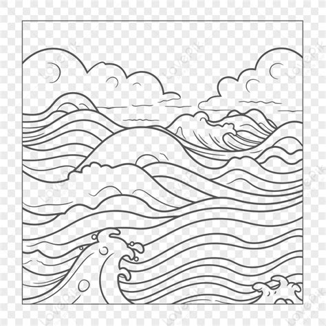 Ocean Waves Coloring Page Outline Sketch Drawing Vector,line Art,thick ...