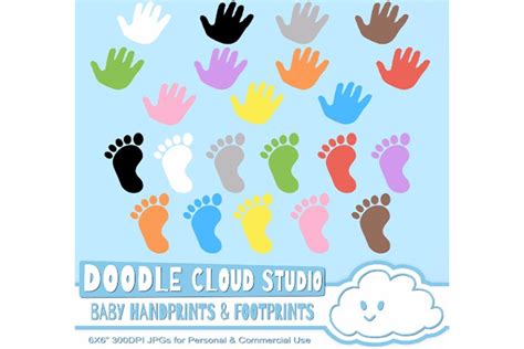 Colorful Baby FootPrints Handprints Cliparts 57224