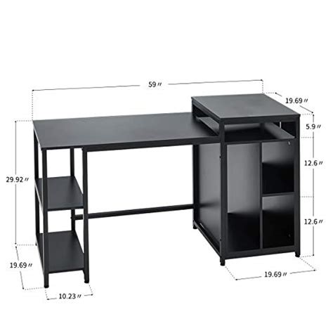 Yoleny Computer Desk With Storage Bookshelves Inch Modern Sturdy