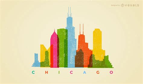 Colorful Chicago Skyline Vector Download