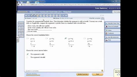 Fgcu Section Homework Exercises Through In Mymathlab Youtube