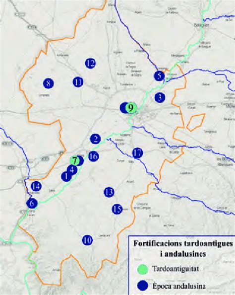 Mapa De Les Fortificacions Tardoantigues I Andalusines Jaciments