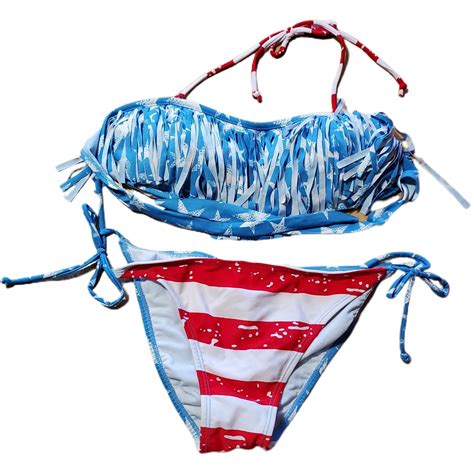 american flag fringe bikini - Gem