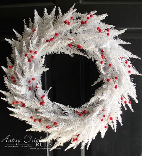 Red and White Christmas Wreath (SO simple and thrifty!) - Artsy Chicks ...