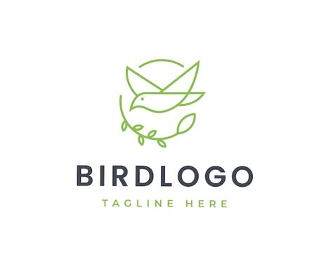 Premium Vector Minimalist Bird Nature Leaf Icon Logo Design Line Art