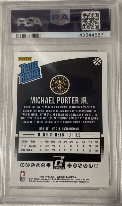 Michael Porter Jr Donruss Optic Denver Nuggets Rc Rookie