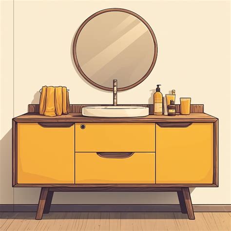 Premium Vector Elegant Wooden Dresser With Mirror