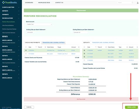 Pausing A Reconciliation To Complete Later Trustbooks Knowledge Base