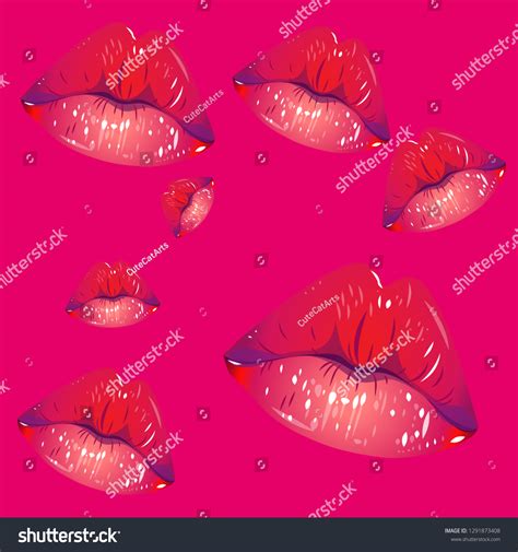 Vector Pink Lips On Pink Background Stock Vector Royalty Free