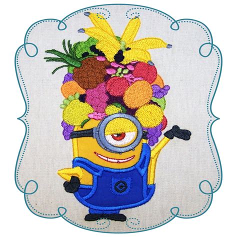 Fruit Basket Minion Applique Machine Embroidery Design Pattern Instant