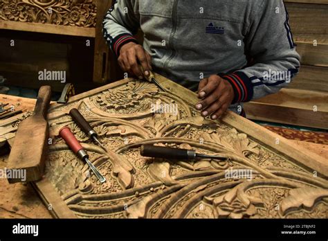 Srinagar India Th Dec A Kashmiri Artisan Carves A Handicraft