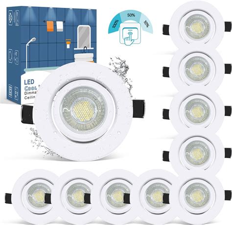 B K Licht 6er Set LED Einbaustrahler 230V schwenkbar warmweiße