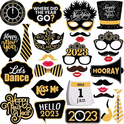 KatchOn Happy New Years Photo Booth Props 2025 Huge Pack Of 30