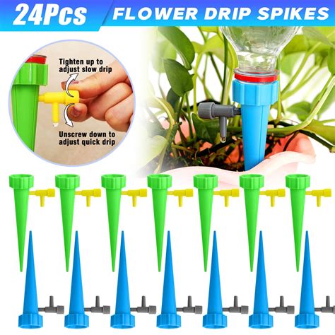 Zgby Pcs Plant Self Water Drip Auto Watering Spikes Adjustable