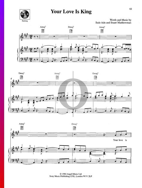 Your Love Is King (Sade) Piano Sheet Music - OKTAV