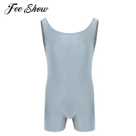 Mens Sleeveless Stretchy One Piece Bodysuit Gymnastics Leotard Sport