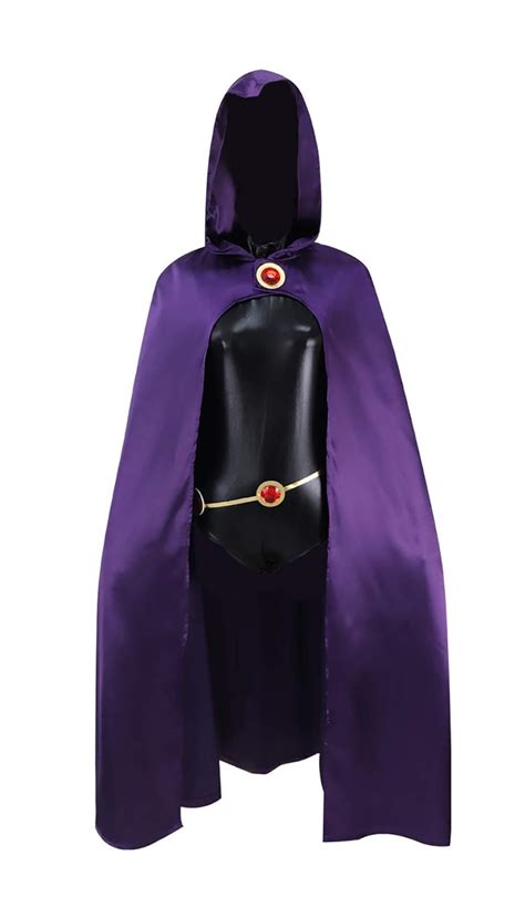 Teen Titans Raven Costume Purple Hooded Cloak Jumpsuit Raven Cosplay