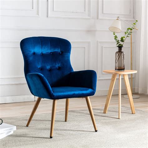 Jins Vico Velvet Accent Chair Modern Button Tufted Wingback Chair