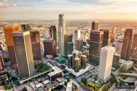 Aerial View Of Office Towers Downtown Los Angeles California Usa