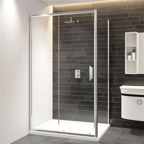 IN8 V2 1100mm Sliding Shower Door 800 Side Panel Chrome